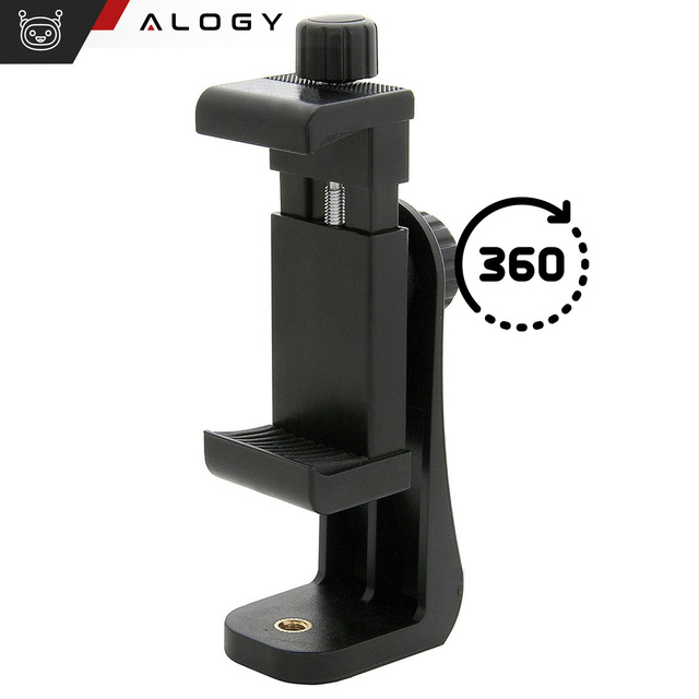 Alogy Uchwyt mocowanie adapter 360 na telefon do statywu selfie stick 1/4 czarny