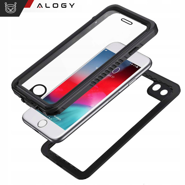 Alogy Etui wodoodporne do Apple iPhone 7/8/SE 2022/2020 360 Pancerne Armor IP68 ze smyczką Czarne