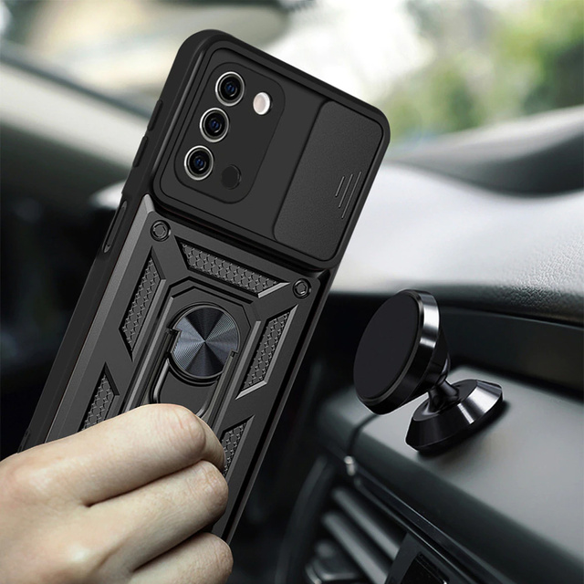 Alogy Etui na telefon z osłoną aparatu Camshield Stand Ring do Samsung Galaxy A03s 166mm czarne