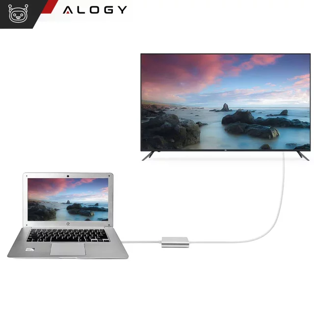 Alogy Adapter HUB 3w1 rozdzielacz USB-C 3.0 HDMI USB-A Srebrny