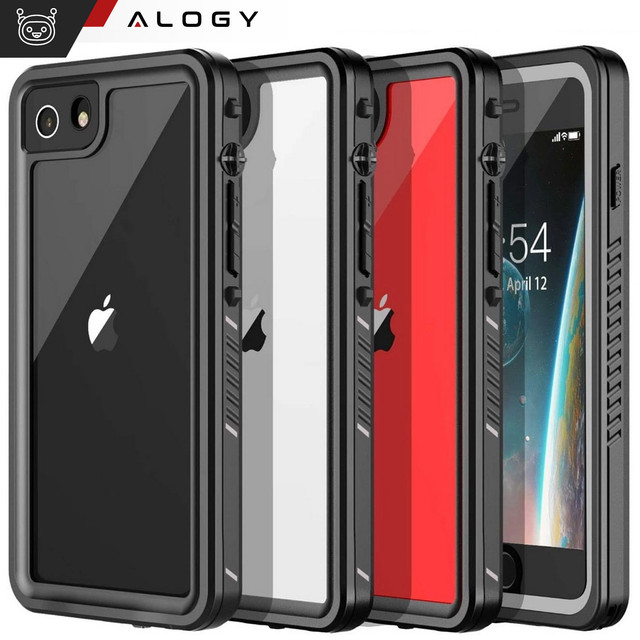Alogy Etui wodoodporne do Apple iPhone 7/8/SE 2022/2020 360 Pancerne Armor IP68 ze smyczką Czarne
