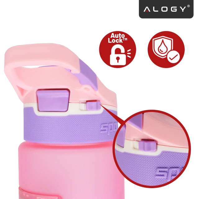 Butelka Bidon na Napoje LED, Inteligentna z Wyświetlaczem i Łącznością Bluetooth, Słomka, Motywacyjna, Wielokrotnego Użytku, Alogy FitBottle™ - Różowa