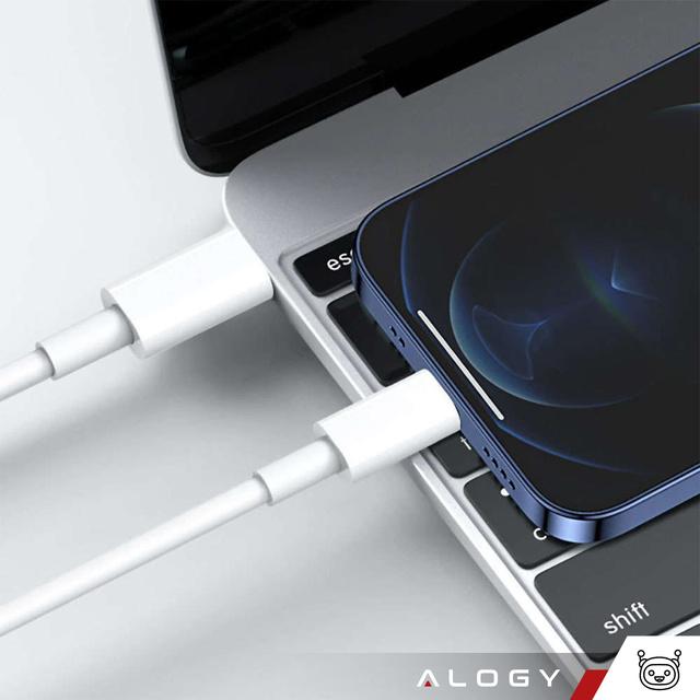 Alogy Kabel 2m Fast Charging Cable USB-C do Lightning do ładowania 20W White 