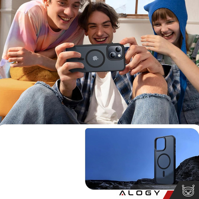Alogy Etui ochronne do iPhone 15 Plus Ring Case obudowa na telefon do MagSafe Czarne