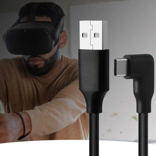 Alogy Kabel do okularów VR przewód USB do USB Type-C 5m do Oculus Link Quest 1 2 Czarny