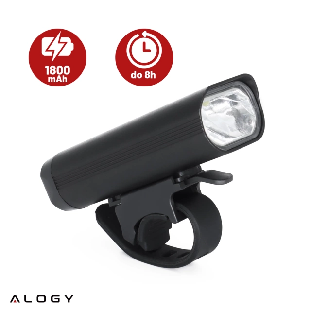 Lampka rowerowa przód LED przednia światło roweru 800LM 1800mah oświetlenie wodoodporna światełko na rower czarna