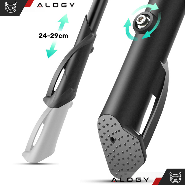Alogy Bike Stopka rowerowa podpórka nóżka regulowana stojak do roweru 24-29 cm centralna aluminiowa czarna