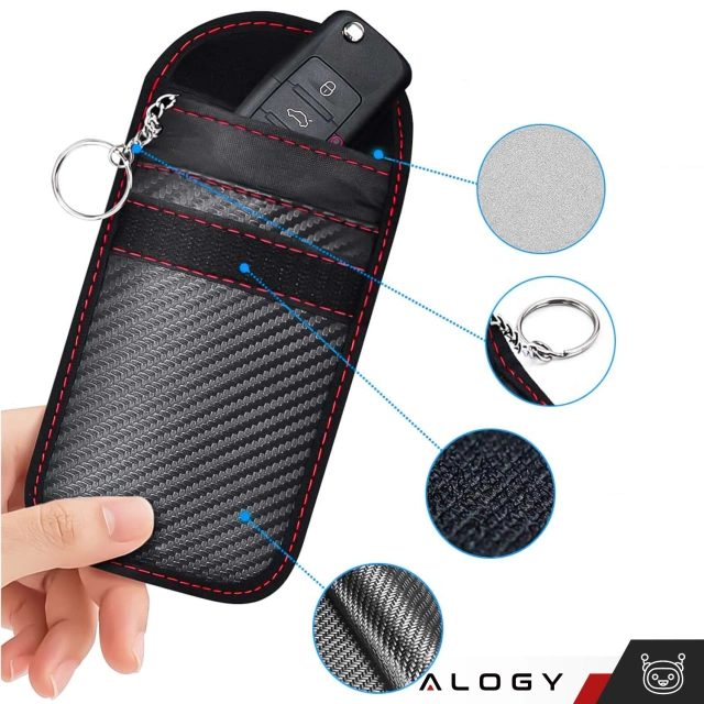 Alogy Antykradzieżowe etui na klucze pokrowiec blokujący sygnał 14x9.5cm