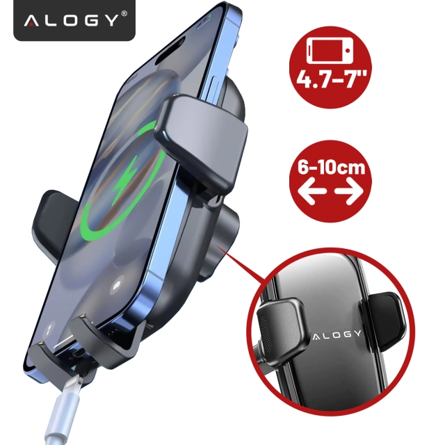 Uchwyt samochodowy na telefon szybę kratkę kokpit deskę do samochodu auta do telefonu 7" Alogy 3w1 Czarny + Organizer