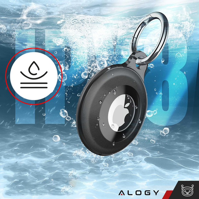 Alogy 2x Etui Protect Case 360 IPX8 Wodoodporne do Apple AirTag Obudowa z zawieszką matowe Czarne