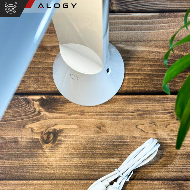 Alogy Lampka LED nocna biurkowa 2w1 Lampa i Latarka 3 tryby Bezprzewodowa Regulacja światła Biała