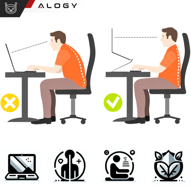 Alogy Uchwyt na laptop 17" Macbook tablet telefon stojak 2w1 podstawka składany regulowany aluminiowy na biurko Grafitowy