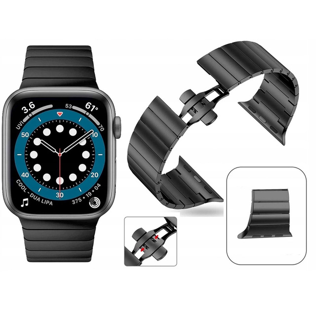 Alogy Bransoleta do smartwatcha Stainless Steel do Apple Watch 1/2/3/4/5/6/7/8/SE 38/40/41mm Czarna