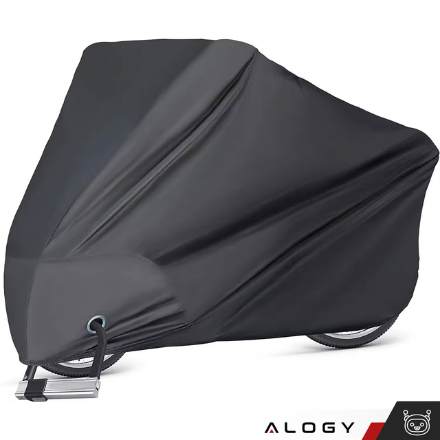 Alogy Pokrowiec na rower/skuter/motor plandeka futerał rowerowy ochronny wodoodporny zima/lato z etui Czarny XL
