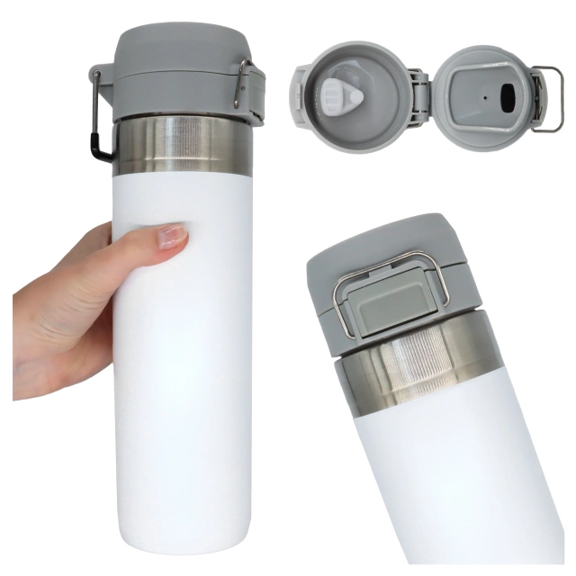 Kubek termiczny Termos Alogy ThermoGo™ 800ml Stalowy Szczelny Pakowny Podróżny do Kawy i Herbaty Sportowy Długo Trzymający Ciepło do Auta i Plecaka Biały