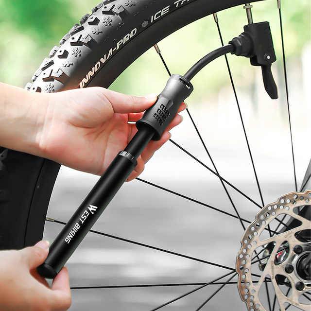 Pompka rowerowa ręczna aluminiowa Alogy Mini Bike Pump 100psi z uchwytem Czarna