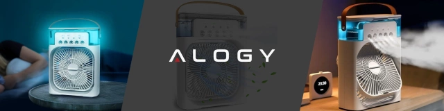 Wentylator Alogy DeskBreeze™ wiatrak biurkowy 3w1 stojący mały cyrkulator z nawilżaczem powietrza timerem i podświetleniem LED 4800mAh USB-C