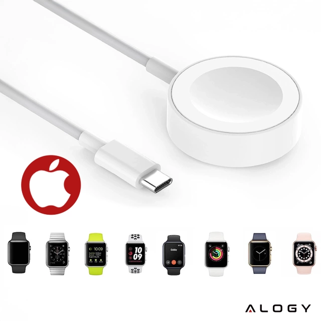 Alogy Ładowarka indukcyjna QI Charger do Apple Watch USB-C 100cm Biała