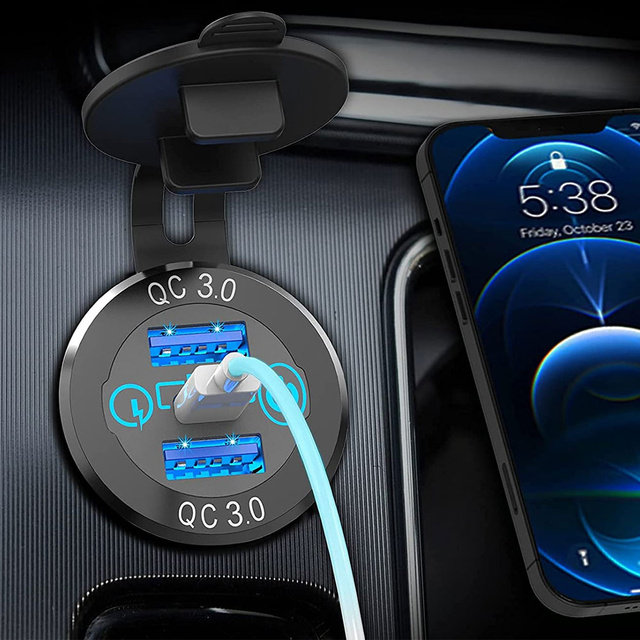 Alogy Ładowarka samochodowa LED gniazdo Mini Car Charge konektory Alogy 2x USB QC 3.0 + USB-C 60W