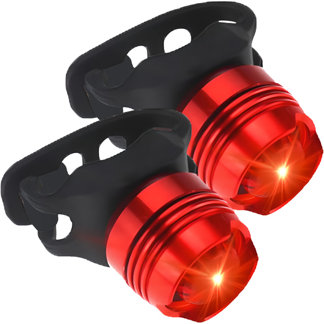 2x Lampka rowerowa tylna na tył roweru oświetlenie LED światełko światło tylnie czerwona aluminiowa wodoodporna IPX4 50lm Alogy