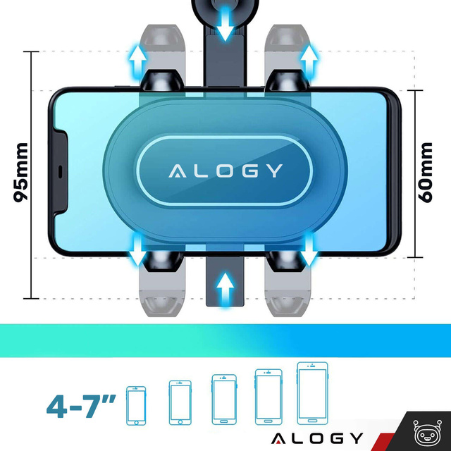 Alogy Uchwyt samochodowy Mirror Car Holder do telefonu na lusterko wsteczne Czarny