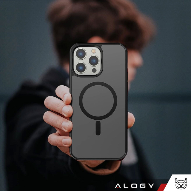 Alogy Etui ochronne do iPhone 14 Pro Ring Case obudowa na telefon do Mag Safe Czarne matowe plecki