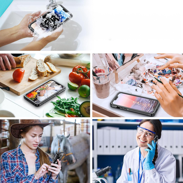 Alogy Etui do iPhone 14 wodoodporne pancerne 360 Case Hybrid ochrona aparatu obiektywów IP68 Waterproof czarne