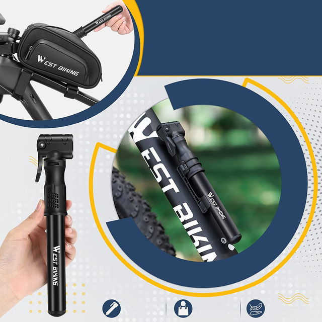 Pompka rowerowa ręczna aluminiowa Alogy Mini Bike Pump 100psi z uchwytem Czarna