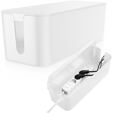 Alogy Cable Organizer Storage Box L 40cm Organizer biurkowy pojemnik pudełko na kable listwy Biały