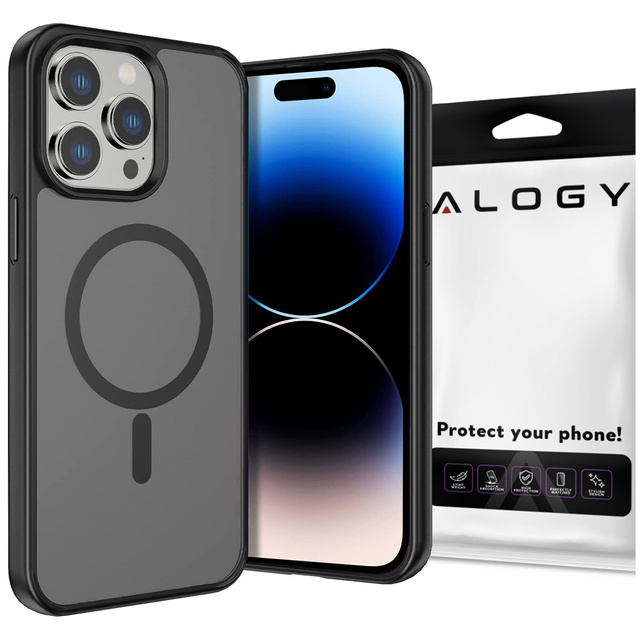 Alogy Etui ochronne do iPhone 14 Pro Ring Case obudowa na telefon do Mag Safe Czarne matowe plecki