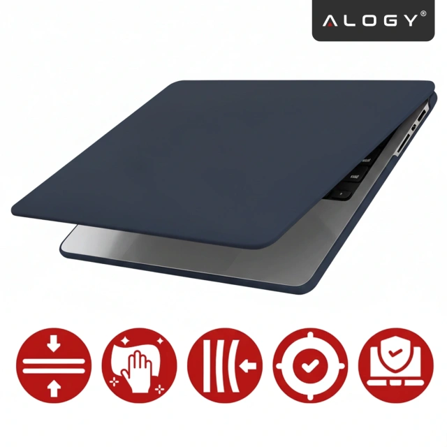Etui do Apple Macbook Pro 16 2021-2025 (M1/M2/M3/M4) – elastyczna, matowa obudowa ochronna, lekka i odporna – Alogy AirGuard™ Granatowy