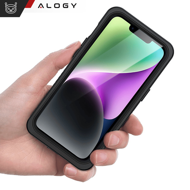 Alogy Etui wodoodporne do Apple iPhone 13 360 Pancerne Armor IP68 ze smyczką Czarne