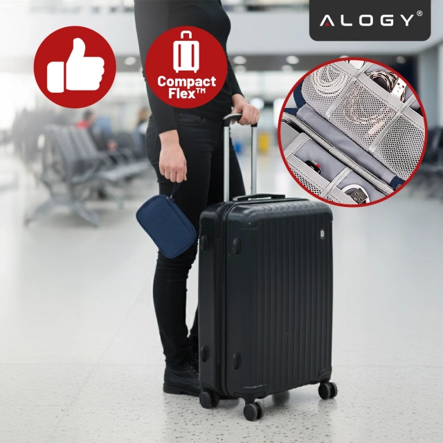 Etui Podróżne na Akcesoria, Organizer na Kable, Ładowarki, Telefon i Powerbank, Wielofunkcyjne i Kompaktowe 21 x 12,5 x 5 cm, Alogy TravelPack™ – Granatowe