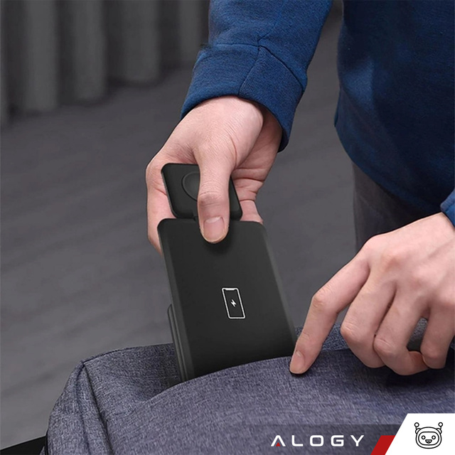 Ładowarka indukcyjna do iPHONE, APPLE WATCH, AIRPODS Alogy 3w1 QI stacja ładowania stojak 15W