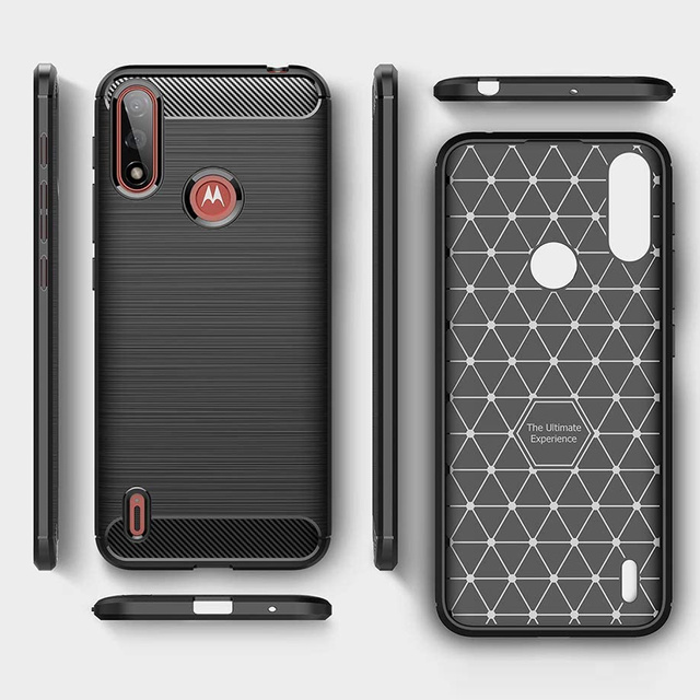 Alogy Etui na telefon Rugged Armor obudowa TPU Carbon do Motorola Moto E7i Power/ E7 Power Black