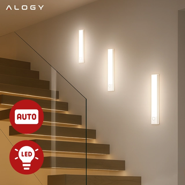 Lampka szafkowa z czujnikiem ruchu Listwa Alogy Motion Sensor LED Light 20cm do garderoby szafy kuchni Srebrna