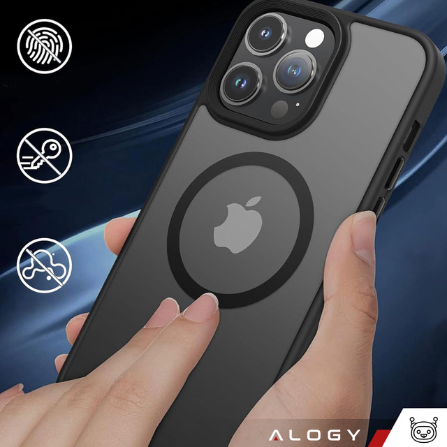 Alogy Etui ochronne do iPhone 14 Pro Ring Case obudowa na telefon do Mag Safe Czarne matowe plecki