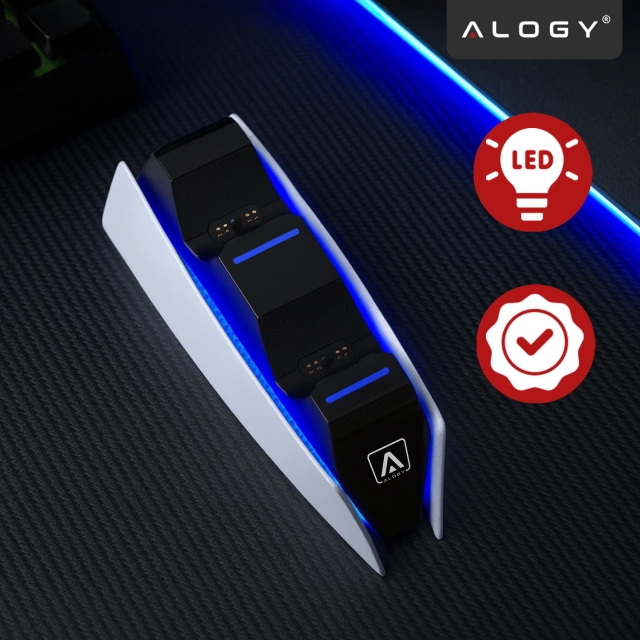 Alogy Podwójna stacja dokująca ładująca do kontrolera Pada do PlayStation 5 PS5 do 2 Padów Biała