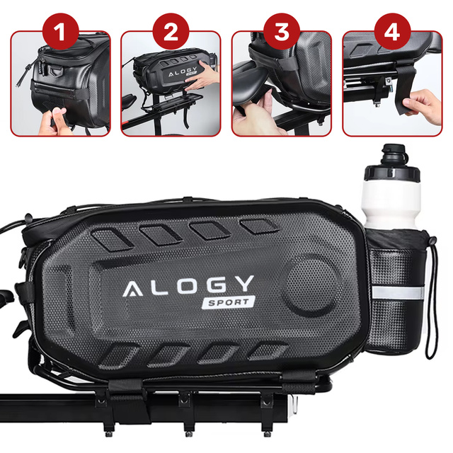 Torba sakwa rowerowa na bagażnik 17l kufer tylna wodoodporna czarna Alogy Sport RoadGear™ Czarna