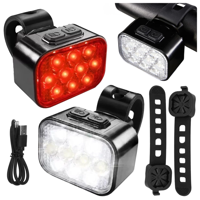 Lampka rowerowa LED Alogy DuoRide™ Lights Latarka na rower wodoodporne światło światełko na przód i tył przednia tylna 2 sztuki 10 LED
