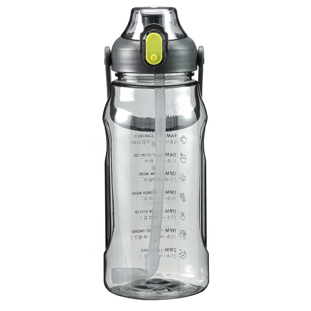 Alogy Butelka ze słomką Time Marker Water Bottle with Straw with Handle 1500ml Czarna