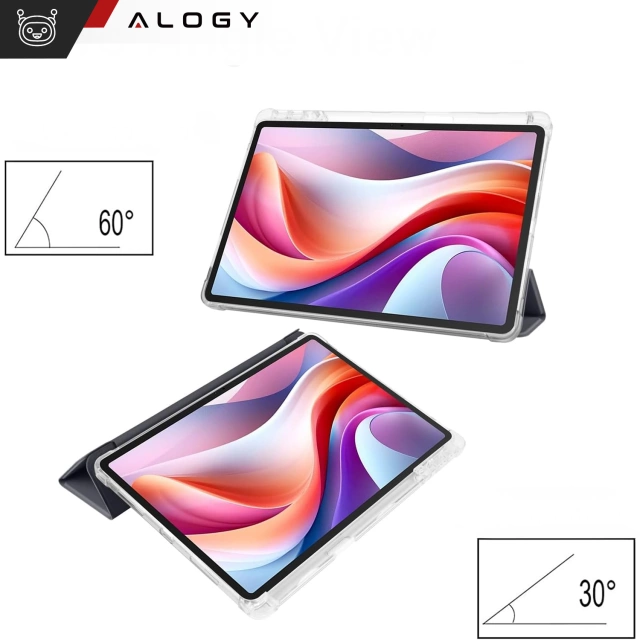 Etui do Lenovo Tab K11E / M11 10.95" TB330FU/TB330XU/TB331FC Smart Case Pencil z klapką obudowa Alogy Czarno-przezroczyste