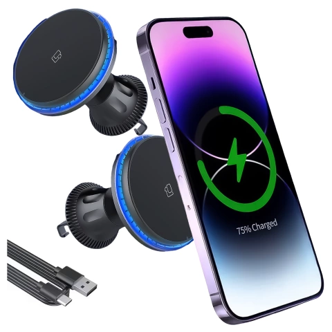 Uchwyt samochodowy Alogy Car Holder do MagSafe z ładowaniem indukcyjnym 2w1 15W do kratki Czarny