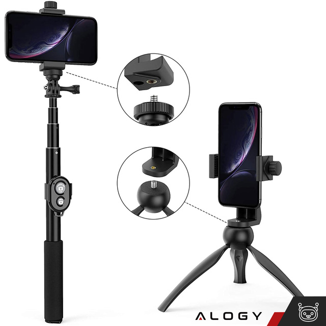 Alogy Uchwyt mocowanie adapter 360 na telefon do statywu selfie stick 1/4 czarny