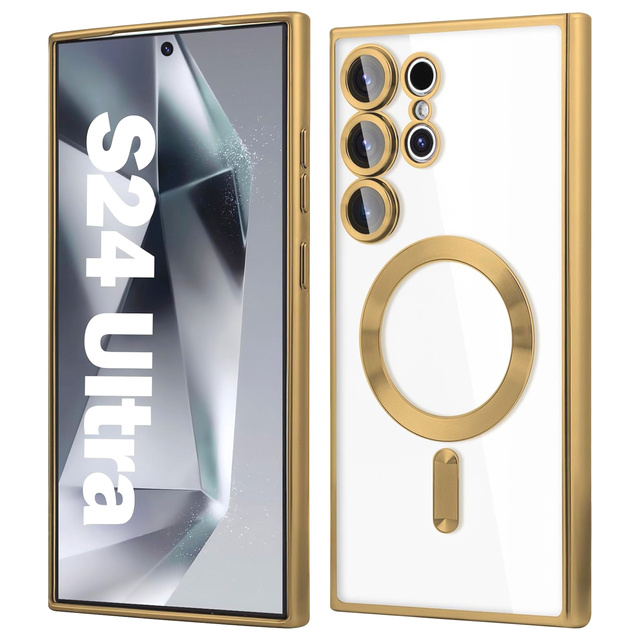 Alogy Etui na telefon do Samsung Galaxy S24 Ultra Mag Safe Case Glamour Case Ring obudowa Czarne przezroczyste
