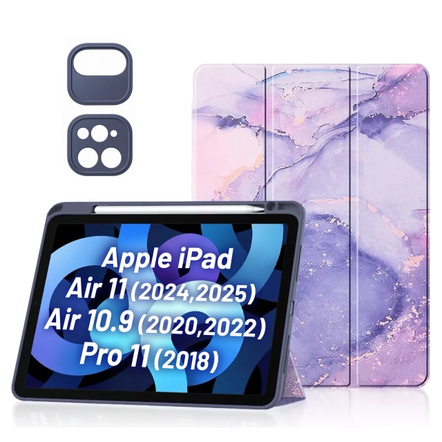 Etui hybrydowe z miejscem na rysik do Apple iPad Air 11" gen 7/6/5/4 | iPad Pro 11" 2018 Alogy Hybrid Book Cover Case Marble Fioletowe