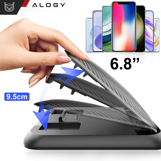 Alogy Carbon Car Holder Uchwyt samochodowy na kokpit deskę do auta podstawka na telefon do 6.8 cali GPS Czarny