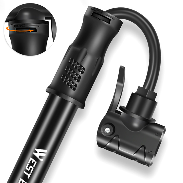 Pompka rowerowa ręczna aluminiowa Alogy Mini Bike Pump 100psi z uchwytem Czarna