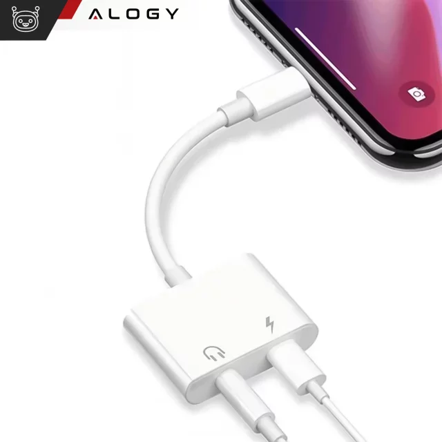 Adapter USB-C do Mini Jack 3.5mm i USB-C Kabel AUX Alogy do Apple iPhone USB-C Biały