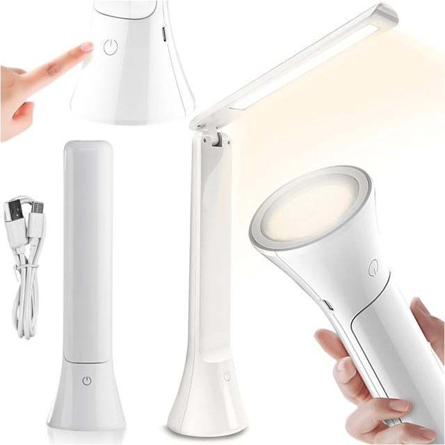 Alogy Lampka LED nocna biurkowa 2w1 Lampa i Latarka 3 tryby Bezprzewodowa Regulacja światła Biała